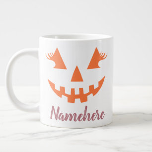 Taza De Café Gigante Personalizado Girly Jack O Lantern Pumpkin Hallowe