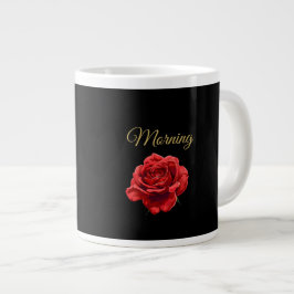 Taza De Café Gigante Personalizado Golden Script Elegante Rosa Roja Per