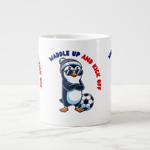 Taza De Café Gigante Personalizado lindo pingüino futbolista