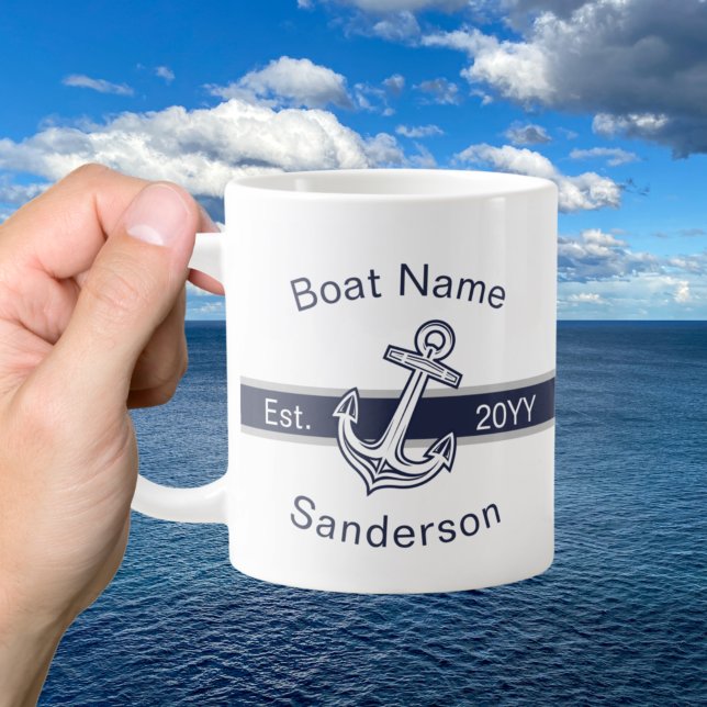 Taza De Café Gigante Personalizado marino Nautical Anchor Naval Azul (Subido por el creador)