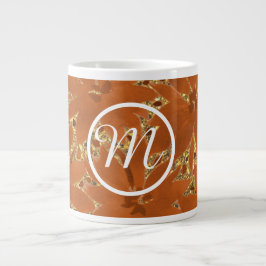 Taza De Café Gigante Personalizado Monogramed Gold Sparkle