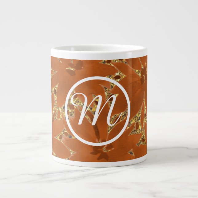 Taza De Café Gigante Personalizado Monogramed Gold Sparkle (Frente)