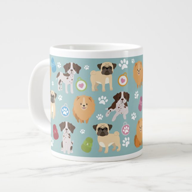 Taza De Café Gigante Personalizado Mug Jumbo - Grupo de perros 1 (Izquierda)