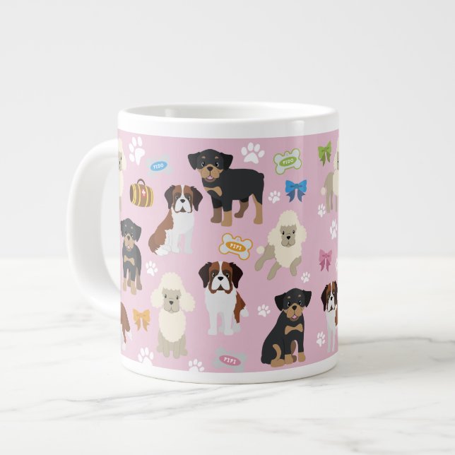 Taza De Café Gigante Personalizado Mug Jumbo - Grupo de perros 2 (Izquierda)