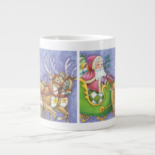 Taza De Café Gigante Personalizado Navidades Santa Claus Sleigh Reindee