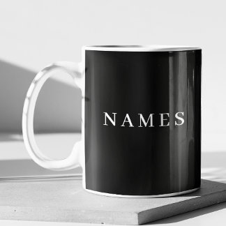 Taza De Café Gigante Personalizado negro simple Añadir su nombre elegan