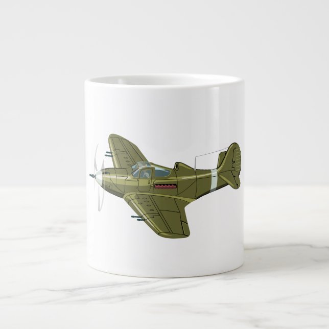 Taza De Café Gigante Personalizado retro avión de combate (Frente)