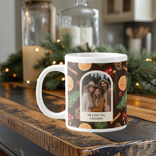 Taza De Café Gigante Personalizado Texto Foto Patrón Botánico Invierno