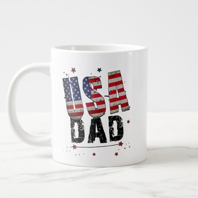 Taza De Café Gigante Personalizado USA Dad (Izquierda)