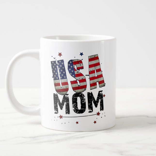 Taza De Café Gigante Personalizado USA Mom (Izquierda)