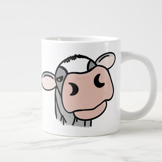 Taza De Café Gigante personalizado vaca lechera blanco negro rosa besar (Derecha)