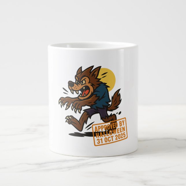 Taza De Café Gigante Personalizado Werewolf - Aprobado por Halloween (Frente)