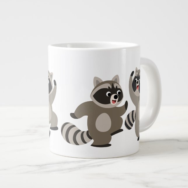 Taza De Café Gigante Personalizados de baile lindo Raccoons (Derecha)