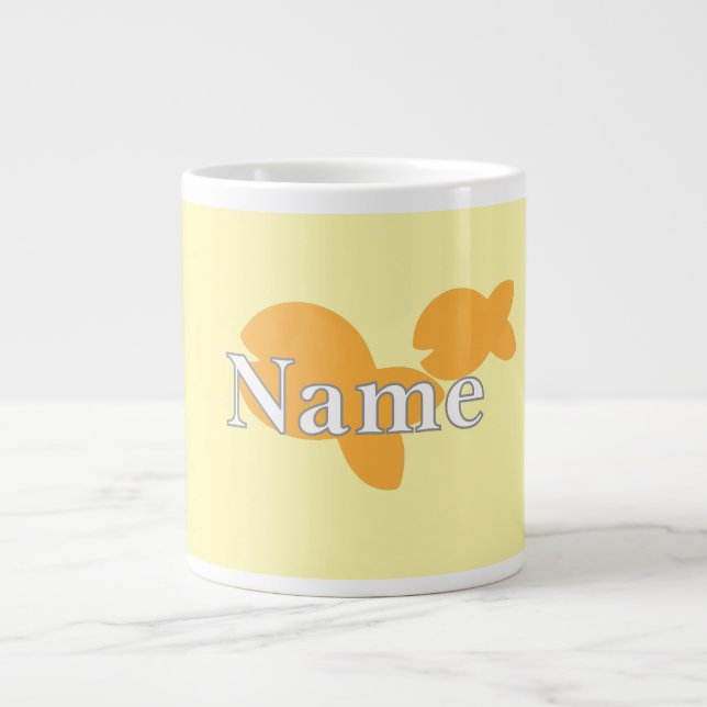 Taza De Café Gigante Personalizar el amarillo de los peces (Frente)