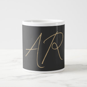 Taza De Café Gigante Personalizar Monograma beige gris claro