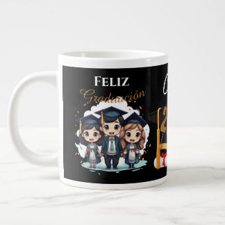Taza De Café Gigante Personalized 2025 Black Gold Graduate Mug
