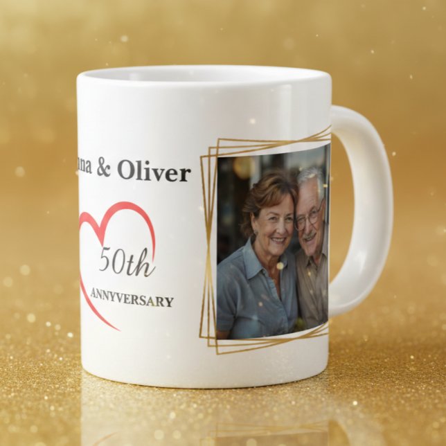 Taza De Café Gigante Personalized 50th Wedding Anniversary Photo Mug (Subido por el creador)