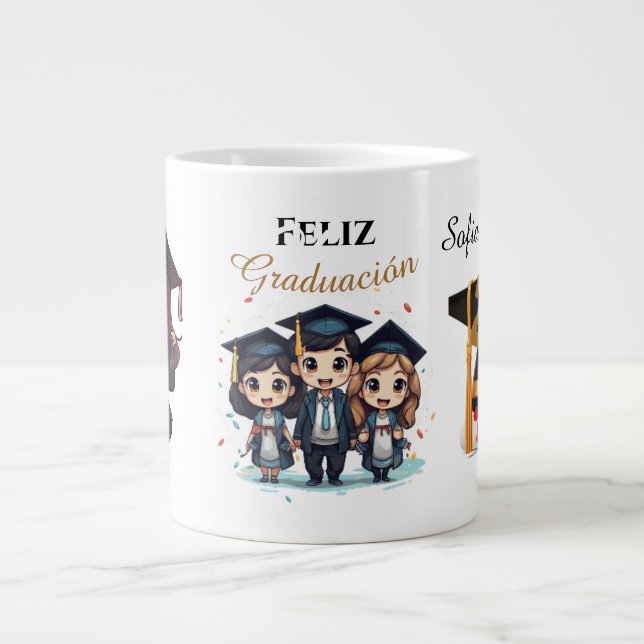 Taza De Café Gigante Personalized Black Gold Graduate Mug (Frente)