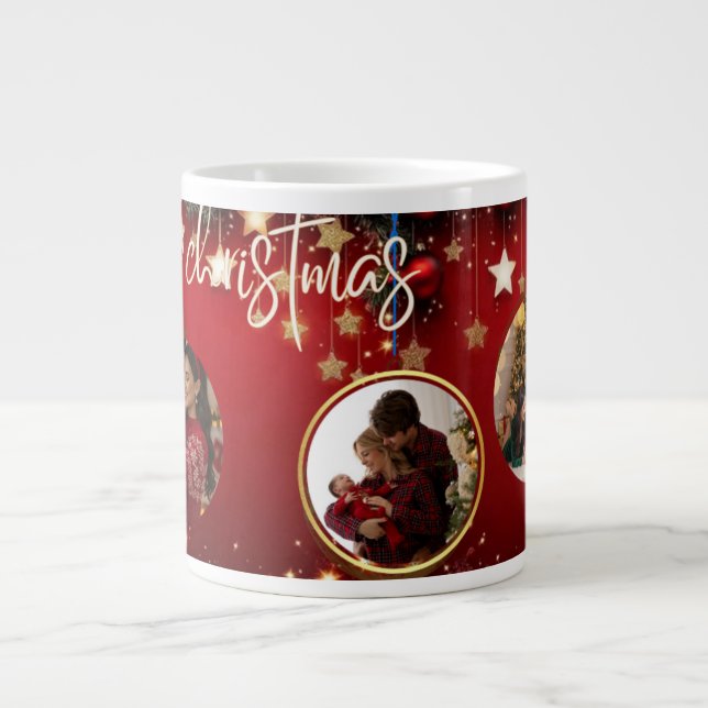 Taza De Café Gigante Personalized Christmas Mug Merry Christmas Photo (Frente)