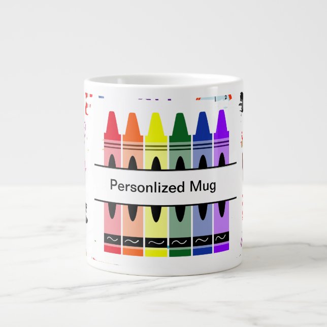 Taza De Café Gigante Personalized Crayon Back To School (Frente)