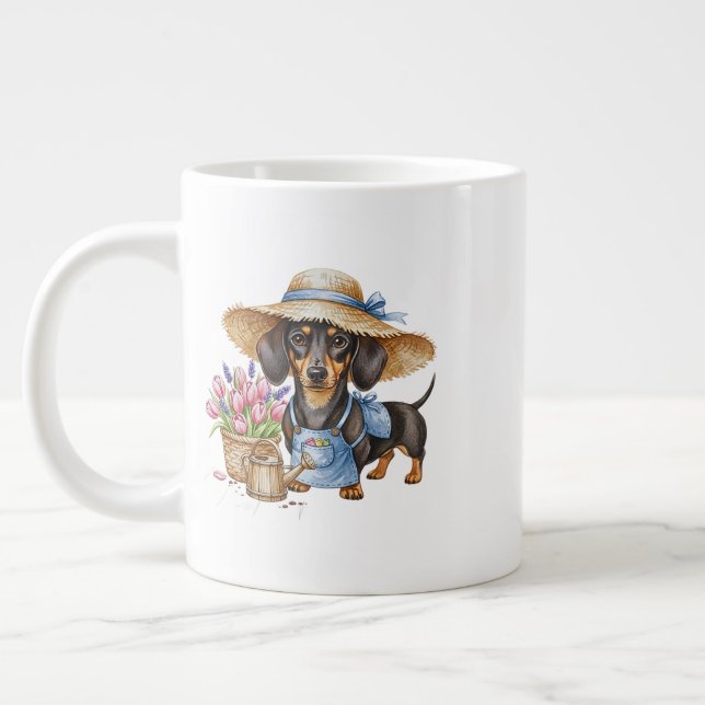 Taza De Café Gigante Personalized Dachshund Garden Specialty Mug  (Izquierda)