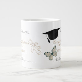 Taza De Café Gigante Personalized Graduation with Butterflies and Hat
