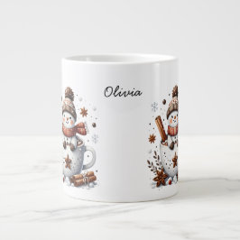 Taza De Café Gigante Personalized Hot Cocoa Snowman Custom Name Mug
