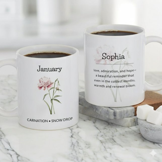 Taza De Café Gigante Personalized January Birth Month Flower (Personalized January Birth Month Flower Giant Coffee Mug)