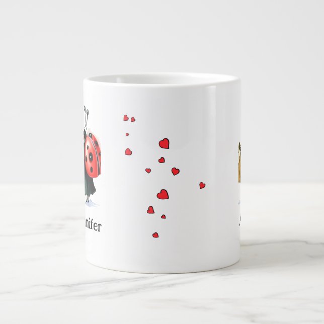 Taza De Café Gigante Personalized Ladybug Couple Mug (Frente)