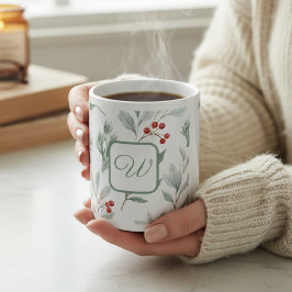 Taza De Café Gigante Personalized Monogram Winter Foliage Coffee Mug