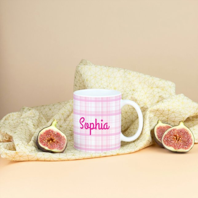 Taza De Café Gigante Personalized Pink Plaid Name Mug (Subido por el creador)