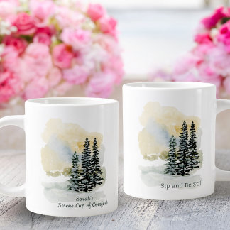 Taza De Café Gigante Personalized Serene Sip & Be Still Mug | Watercolo