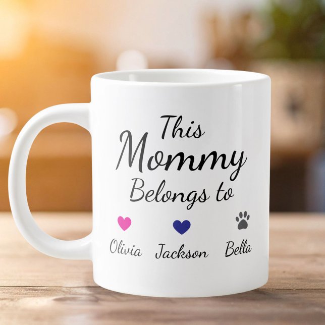 Taza De Café Gigante Personalized This Mommy Belongs To Kids Pet Name (Subido por el creador)