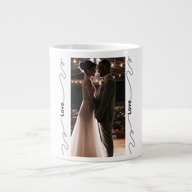 Taza De Café Gigante Personalized Wedding Photo Mug for Couples (Frente)