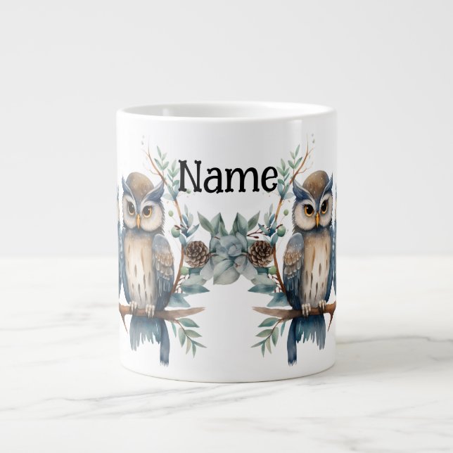 Taza De Café Gigante Personalized winter owl (Frente)
