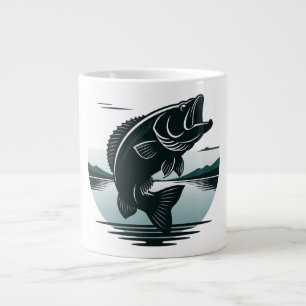 Taza De Café Gigante Pesca Minimalista de Lubina de Boca Grande Saltand