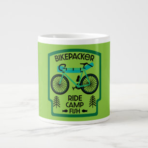 Taza De Café Gigante Pescado Bikepacker Y Campamento