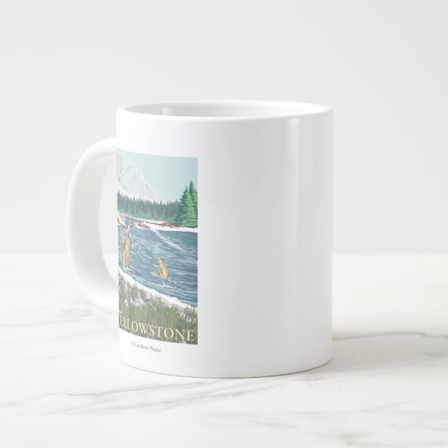 Taza De Café Gigante Pescador de la mosca - Yellowstone del oeste, (Izquierda)