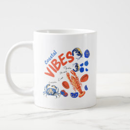 Taza De Café Gigante Pescador de playa de mariscos océano tropical cita