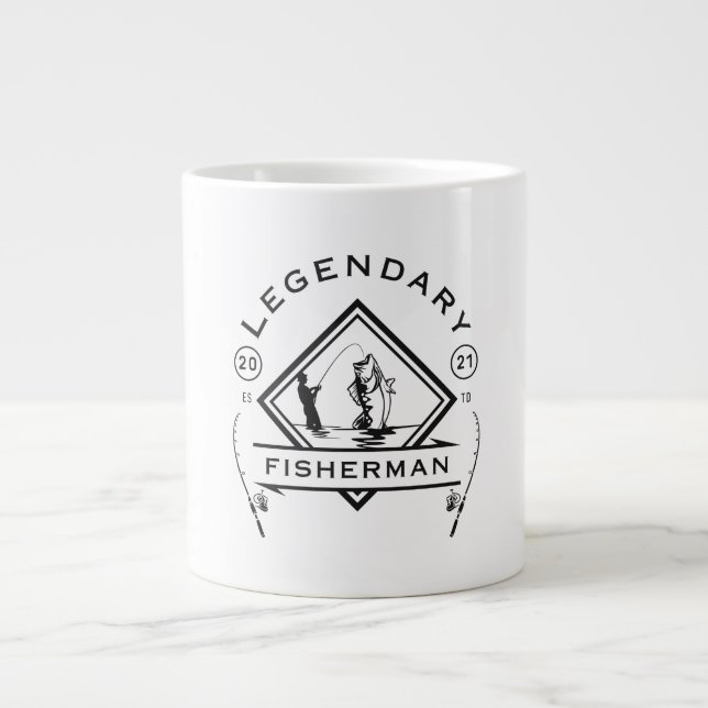 Taza De Café Gigante Pescador legendario fundado en 2021 (Frente)