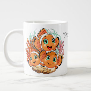 Taza De Café Gigante Pez payaso Caricatura lindo Familia Bajo el agua