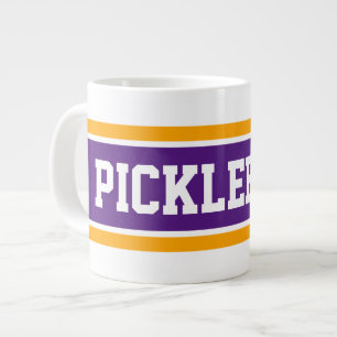 Taza De Café Gigante PICKLEBALL Deportivo Morado Blanco Naranja Rayas