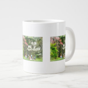Taza De Café Gigante Picnic bajo los árboles florecientes