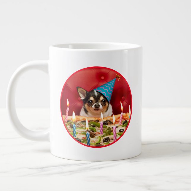 Taza De Café Gigante Pie de pizza de cumpleaños de Chihuahua (Izquierda)