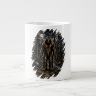 Taza De Café Gigante Pie Grande iluminado por la luna Acuarela Bosque C