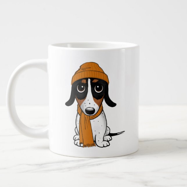 Taza De Café Gigante Piebald Dachshund | Perro Cute Hipster (Izquierda)