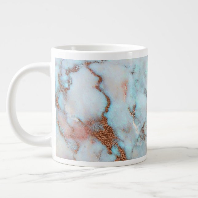 Taza De Café Gigante Piedra De Mármol Azul Gris Y Purpurina Marrón (Izquierda)