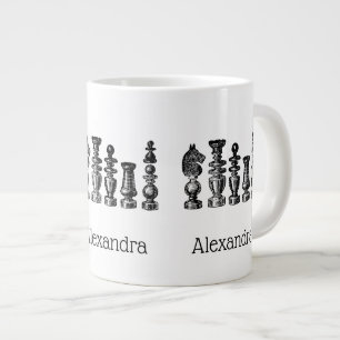 Taza De Café Gigante Piezas de Ajedrez Arte Antiguo