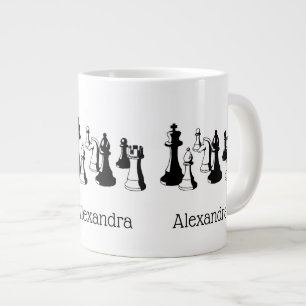 Taza De Café Gigante Piezas de Ajedrez Arte Antiguo #2