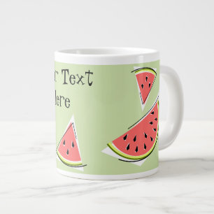 Taza De Café Gigante Piezas verdes de la sandía Textos